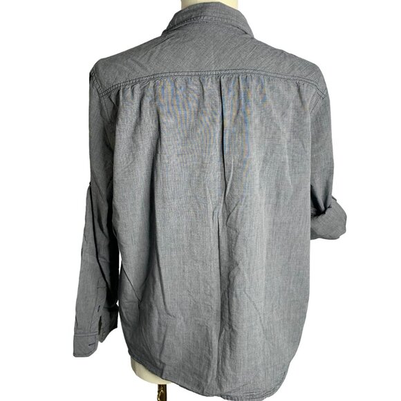 Route 66 Button Up Long Sleeve Shirt XL Grey Roll Tab Chest Pockets Cotton - Picture 5 of 7